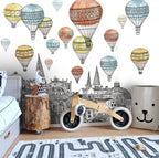 Hot Air Balloon City Wallpaper : Sketched Skyline Mural - View 6