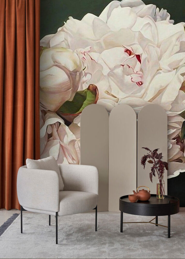 Large White Rose Wallpaper : Oversized Blush Petals Mural - View 4
