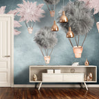 Fluffy Balloon Wallpaper : Dreamy Feather Hot Air Balloons Mural - View 3