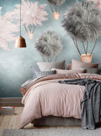 Fluffy Balloon Wallpaper : Dreamy Feather Hot Air Balloons Mural - View 6