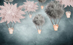 Fluffy Balloon Wallpaper : Dreamy Feather Hot Air Balloons Mural - View 2