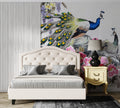 Peacock Peony Wallpaper : Painted Peacock and Pink Blooms Mural
