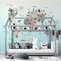 Mint Kids Animal Map Wallpaper : Folk Motif World Mural