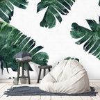 Green Tropical Leaf Wallpaper : Monstera Corner Accent Mural - View 4