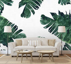 Green Tropical Leaf Wallpaper : Monstera Corner Accent Mural - View 3