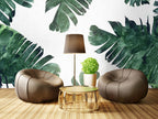 Green Tropical Leaf Wallpaper : Monstera Corner Accent Mural - View 6