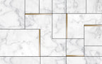 White Marble Wallpaper : Geometric Black Line Tile Mural - View 2