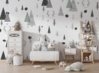 Scandinavian Tree Wallpaper : Kids Triangle Forest Pattern - View 3