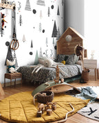 Scandinavian Tree Wallpaper : Kids Triangle Forest Pattern - View 6