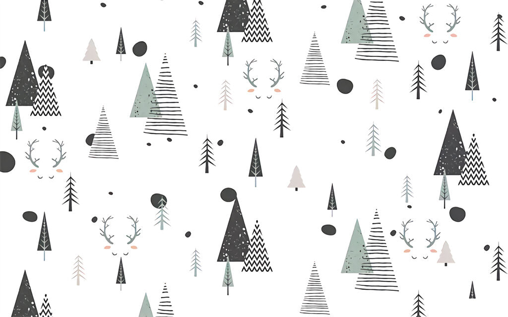 Scandinavian Tree Wallpaper : Kids Triangle Forest Pattern - View 2