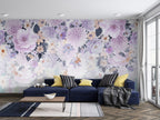 Lilac Floral Wallpaper : Pastel Blossom Cascade Mural - View 3