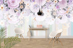 Lilac Floral Wallpaper : Pastel Blossom Cascade Mural - View 6