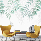 Hanging Leaf Wallpaper : Sage Eucalyptus Vine Mural - View 5