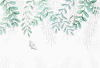 Hanging Leaf Wallpaper : Sage Eucalyptus Vine Mural - View 2