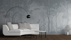 Blue Misty Forest Wallpaper : Deer In The Fog Mural