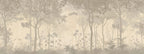 Misty Forest Wallpaper : Beige Tree Silhouette Mural - View 2