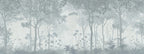 Blue Misty Forest Wallpaper : Deer In The Fog Mural - View 2