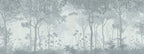 Misty Forest Wallpaper : Beige Tree Silhouette Mural - View 4