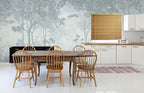 Misty Forest Wallpaper : Beige Tree Silhouette Mural - View 5