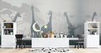 Giraffe Silhouette Wallpaper : Grey Safari Shadow Mural - View 3