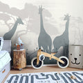 Giraffe Silhouette Wallpaper : Grey Safari Shadow Mural