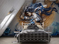 Embossed Woman Wallpaper : Bronze And Blue Art Nouveau Mural