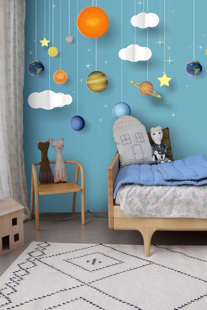 Solar System Wallpaper : Kids Planets And Stars Mural - View 5