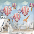 Hot Air Balloon Wallpaper : Pastel Kids Sky Mural - View 6