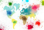 Watercolor World Map Wallpaper : Paint Splash Continents Mural - View 2