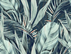 Teal Banana Leaf Wallpaper : Coral Accent Tropical Mural - View 2