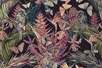 Burgundy Tropical Wallpaper : Orchids And Butterflies Mural - View 2