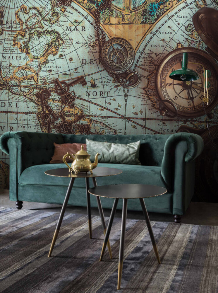 Vintage Compass Map Wallpaper : Antique Nautical Chart Mural - View 5