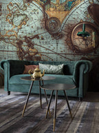 Vintage Compass Map Wallpaper : Antique Nautical Chart Mural - View 5