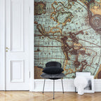 Vintage Compass Map Wallpaper : Antique Nautical Chart Mural - View 4