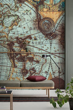 Vintage Compass Map Wallpaper : Antique Nautical Chart Mural - View 3