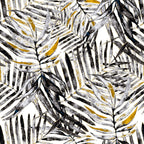 Black and Gold Palm Leaf Wallpaper : Brushstroke Tropical Pattern - flat design