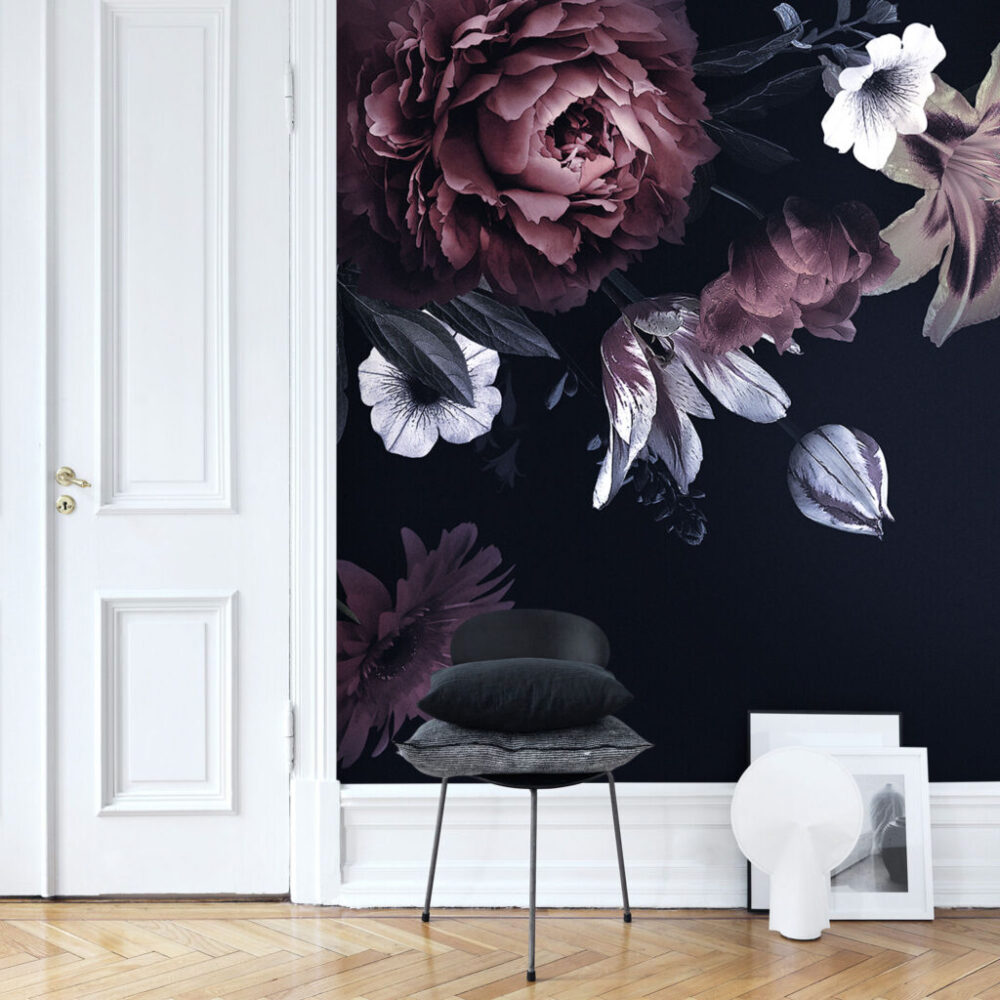 Dark Peony Wallpaper : Moody Tulip And Lily Mural - View 6