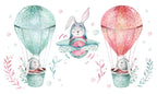 Bunny Balloon Wallpaper : Watercolor Kids Sky Mural - View 2