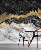 Black Gold Marble Wallpaper : White Agate Veins Mural - View 2