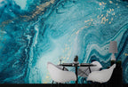 Turquoise Marble Wallpaper : Gold Fleck Agate Mural - View 4