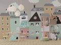 Scandinavian Houses Wallpaper : Pastel Kids Town Mural