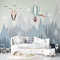 Pastel Mountain Wallpaper : Balloons And Birds Kids Mural