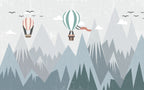 Pastel Mountain Wallpaper : Balloons And Birds Kids Mural - View 2