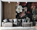 Dark Floral Wallpaper : Moody Peony and Rose Mural