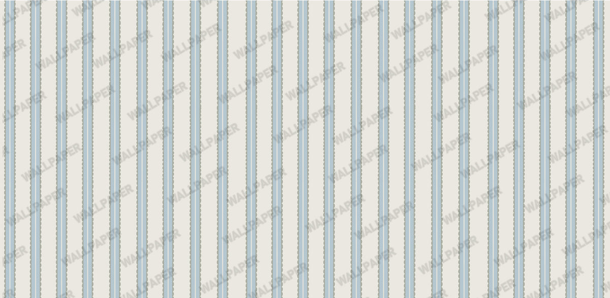 Blue and Cream Stripe Wallpaper : Classic Vertical Line Wall Mural - View 2