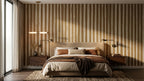 Warm Sand Stripe Wallpaper : Textured Vertical Line Mural - View 5