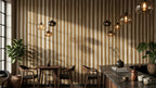 Warm Sand Stripe Wallpaper : Textured Vertical Line Mural - View 3