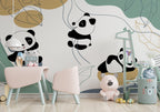 Panda Wallpaper : Swinging Pandas Kids Mural