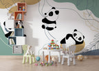 Panda Wallpaper : Swinging Pandas Kids Mural - View 5