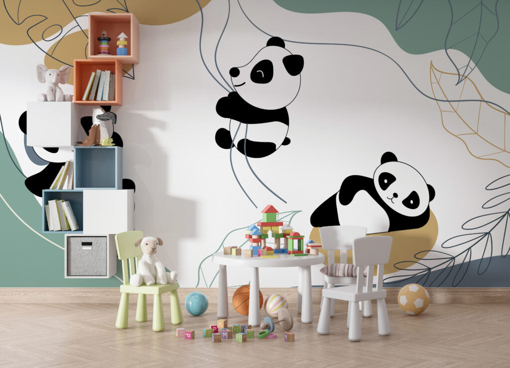 Panda Wallpaper : Swinging Pandas Kids Mural - View 5